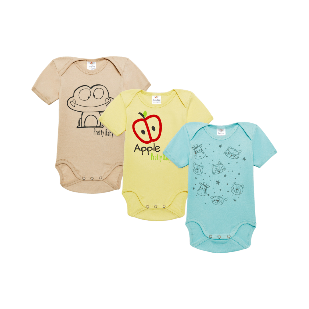 Βρεφικό Κορμάκι χρωματιστό Unisex κοντό μανίκι, 100% Βαμβακερό 1 Τεμάχιo Pretty Baby