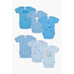 Βρεφικά Κορμάκια Με Κοντό Μανίκι Βαμβακερά 100% 6 Τεμάχια Pretty Baby