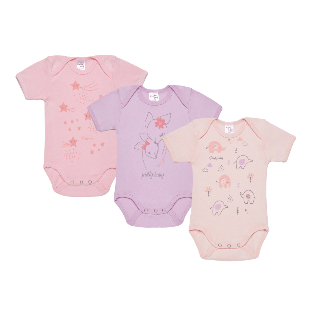 Βρεφικό Κορμάκι Με Κοντό Μανίκι 100% Βαμβακερά 1 Τεμάχιο Pretty Baby