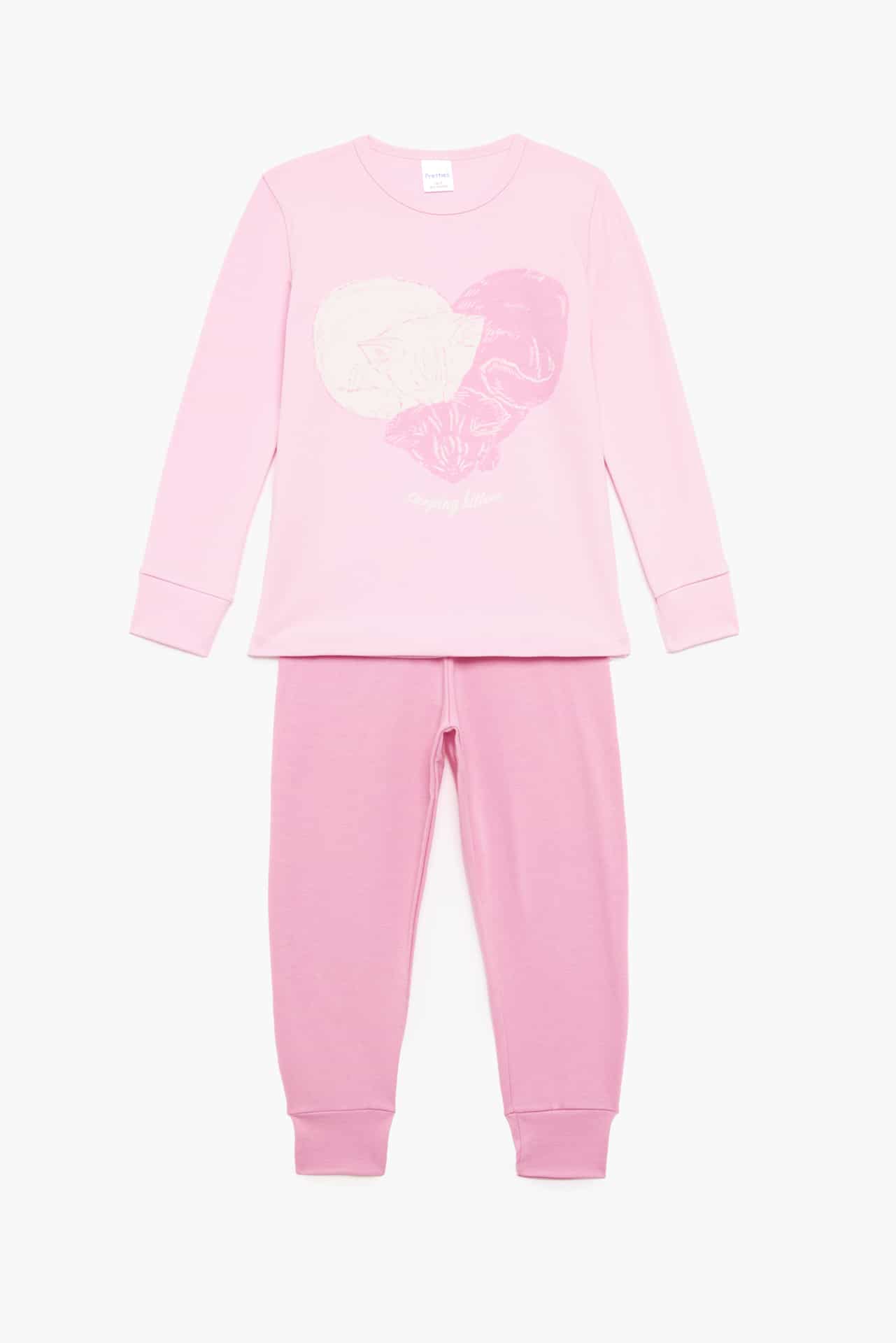 Πιζάμα παιδική χειμερινή με τύπωμα Cats Pretty Baby