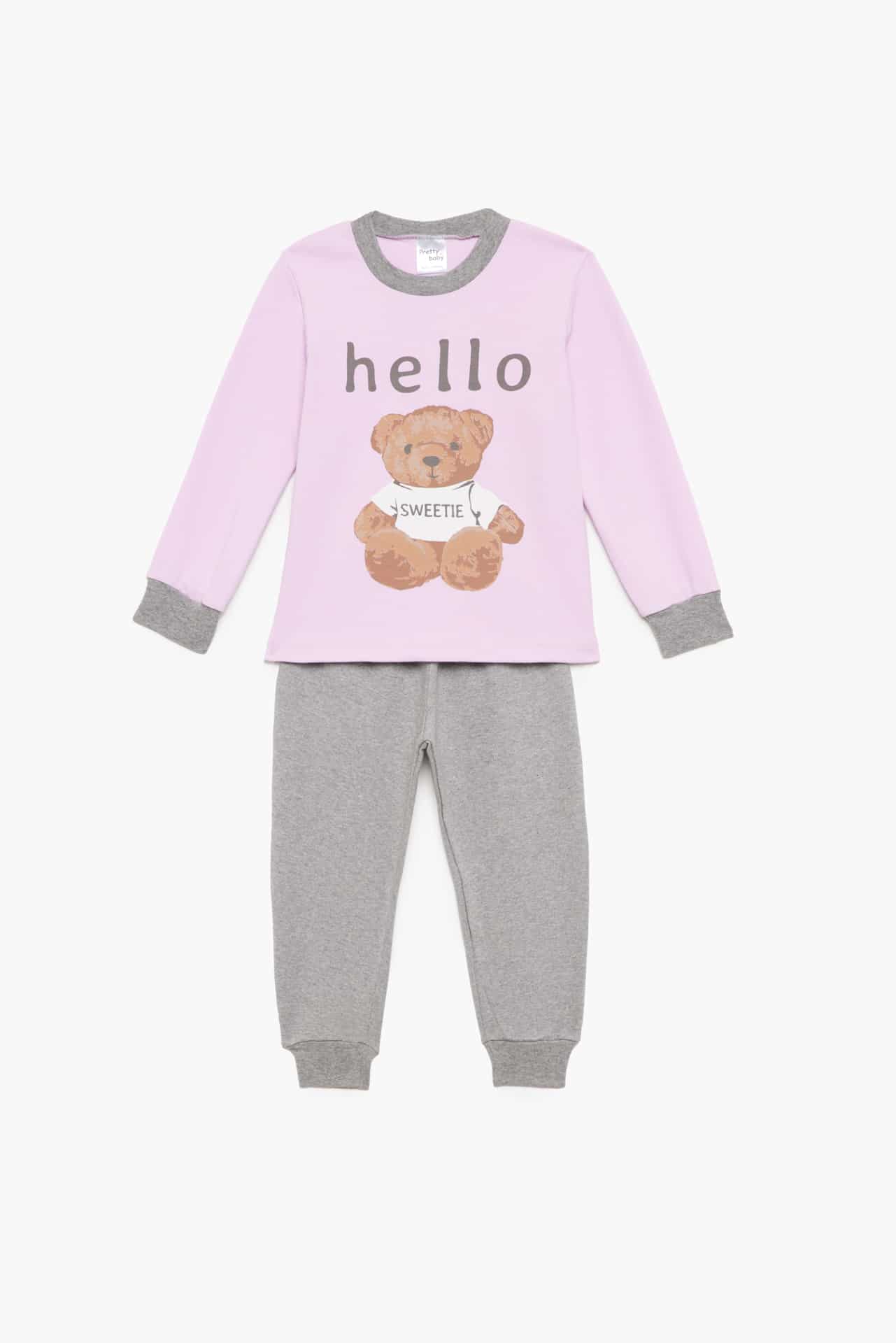 Παιδική Πιτζάμα Χειμερινή Με Τύπωμα Hello Pretty Baby - Image 2