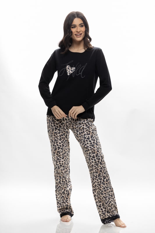 Γυναικεία Χειμερινή Πιτζάμα Με Τύπωμα Και Animal Print Galaxy - Image 4