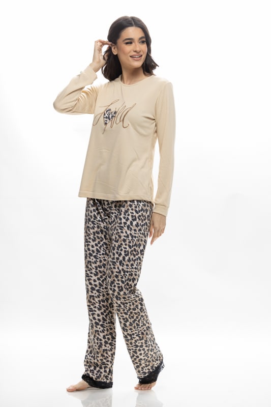 Γυναικεία Χειμερινή Πιτζάμα Με Τύπωμα Και Animal Print Galaxy - Image 2