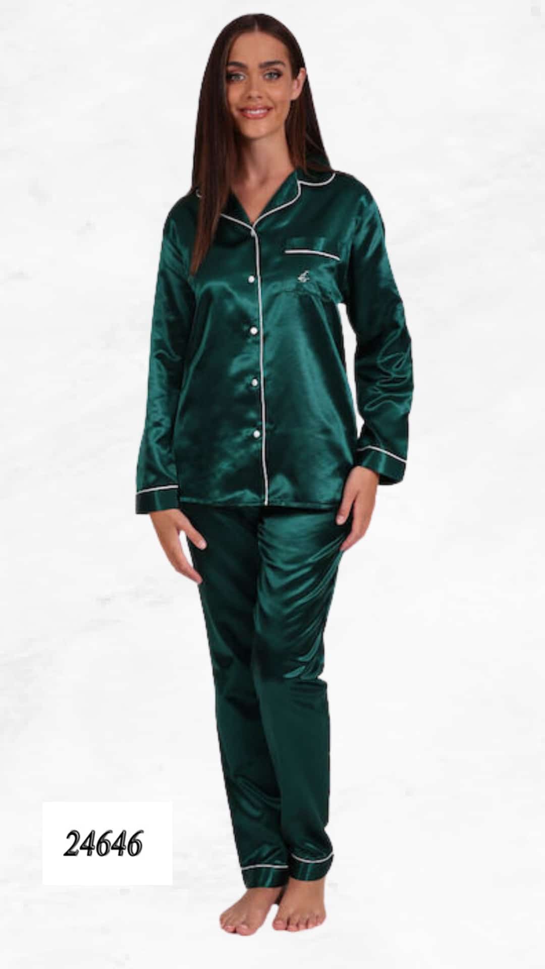 Σατέν Γυναικεία Πιτζάμα Με Κουμπιά Lydia Creations - Image 2