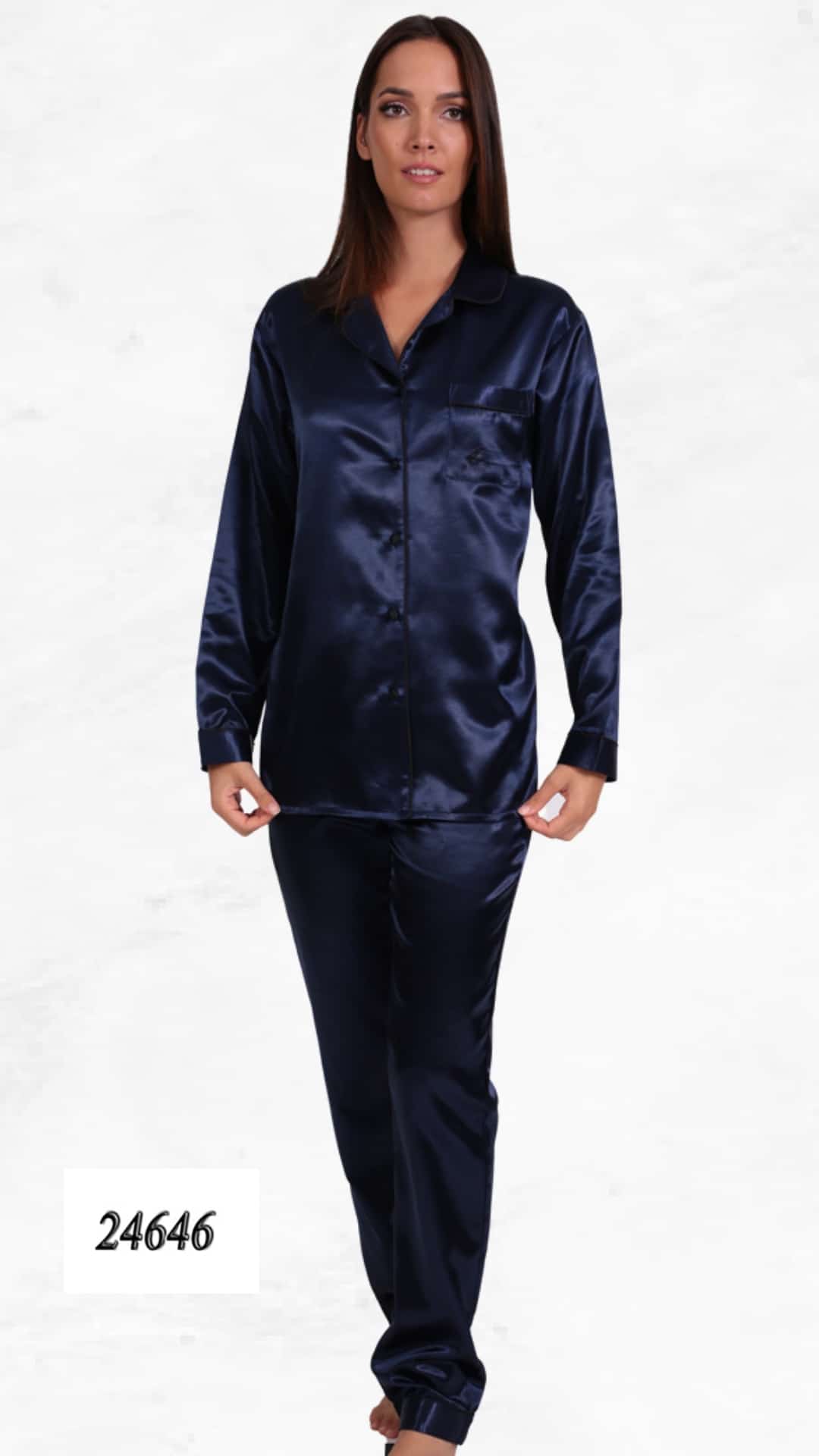 Σατέν Γυναικεία Πιτζάμα Με Κουμπιά Lydia Creations