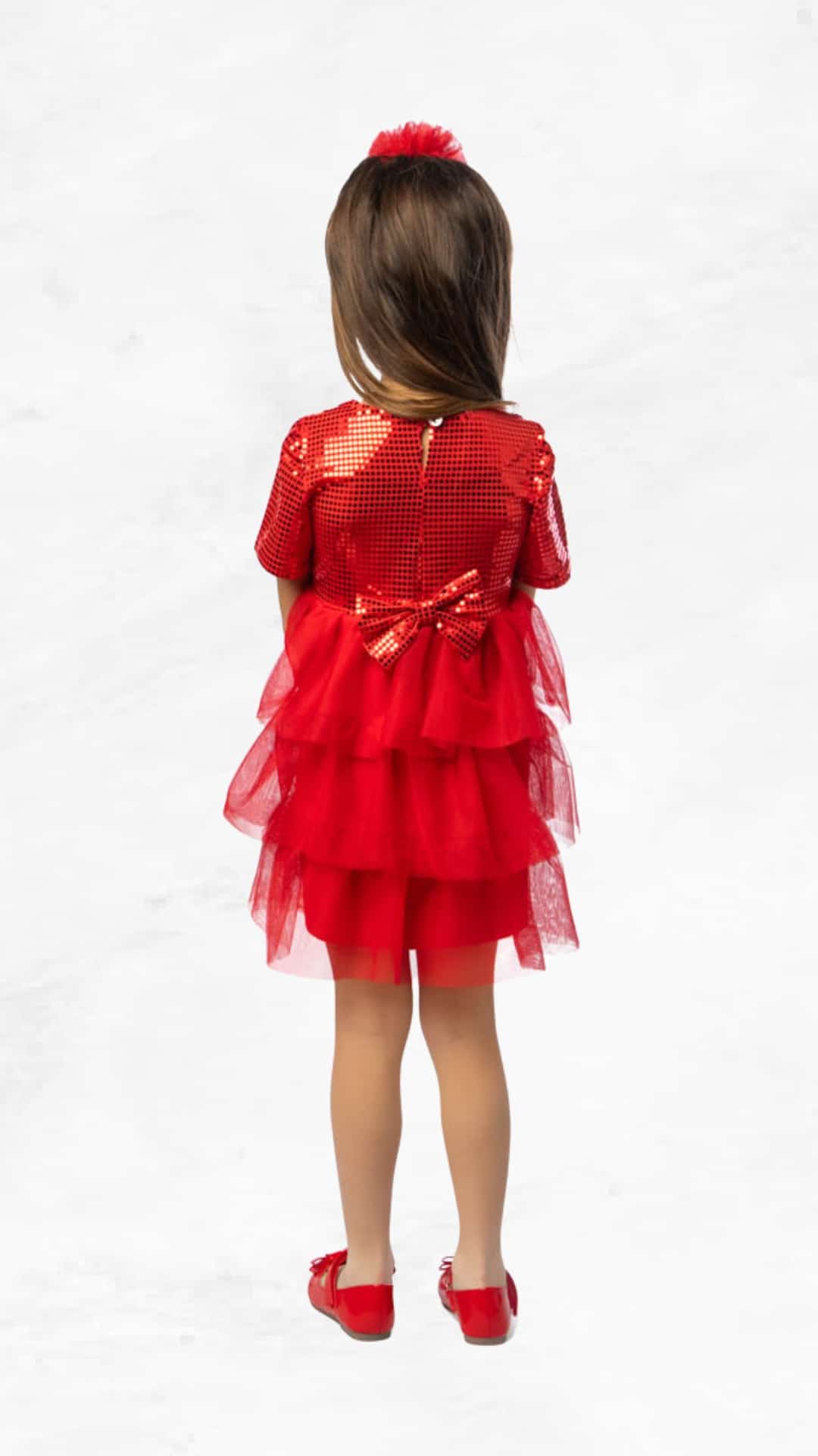 Φόρεμα Κόκκινο Για Κορίτσια Με Foil Και Τούλι Serafino - Image 2