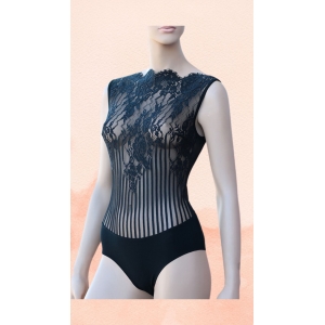 Κορμάκι Δαντέλα Με Ραβδώσεις Aslanis