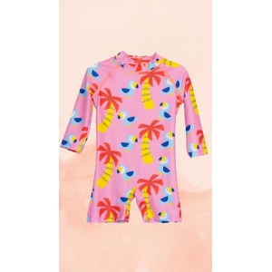 Ολόσωμο φορμάκι μαγιό με UV προστασία και fluo φερμουάρ στην πλάτη.