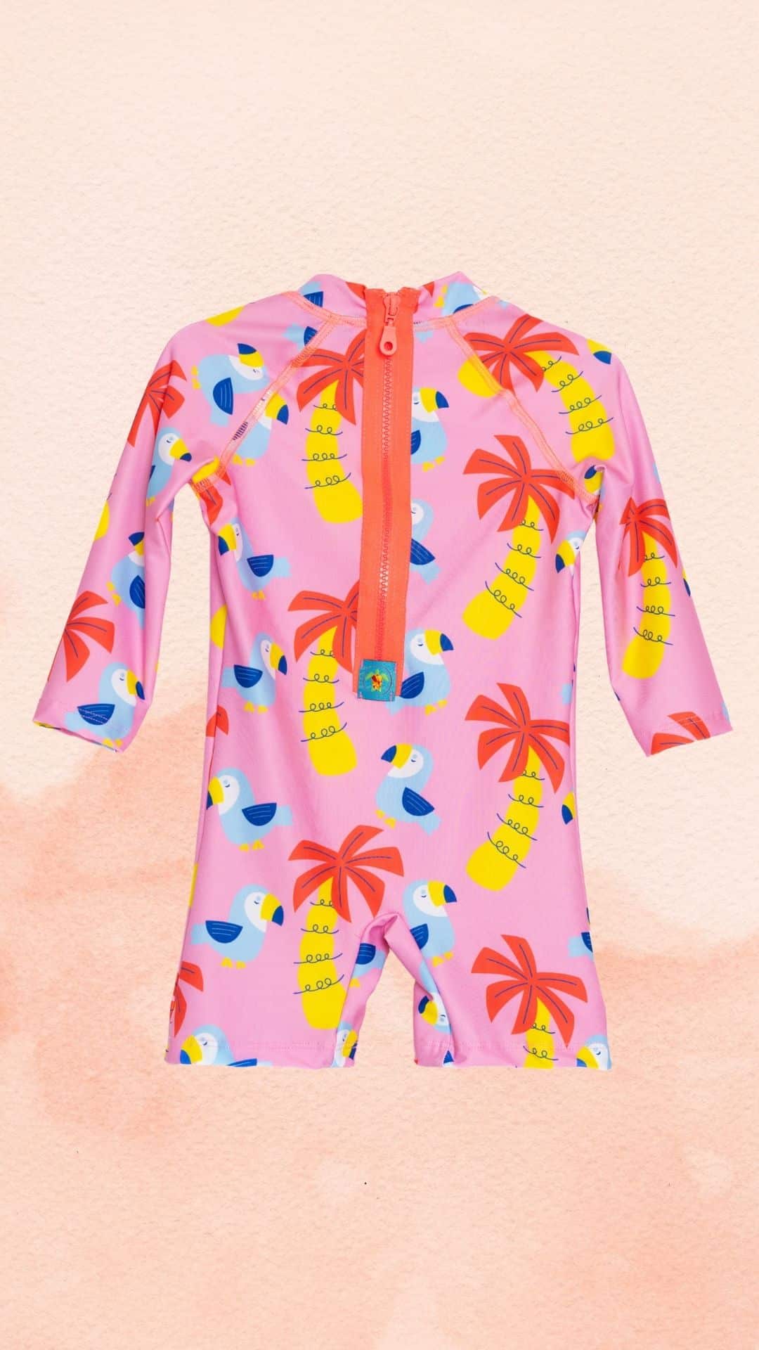 Ολόσωμο φορμάκι μαγιό με UV προστασία και fluo φερμουάρ στην πλάτη.