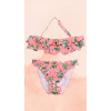 Παιδικό μπικίνι ροζ με φλοράλ σχέδιο, βολάν και κορδόνι στον λαιμό Tortue