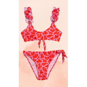 Παιδικό μπικίνι σε ροζ χρώμα με καρδούλες – σχέδιο melting hearts από την Tortue