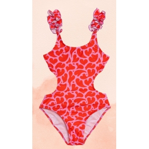 Ολόσωμο παιδικό μαγιό Melting Hearts TORTUE σε παστέλ αποχρώσεις – άνετο και κοριτσίστικο σχέδιο.