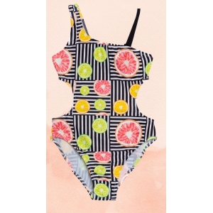 Ολόσωμο μαγιό κορίτσι Fruits Tortue – παιδικό μαγιό με print φρούτα και πλαϊνά ανοίγματα
