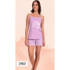 Γυναικεία πυτζάμα με ραντάκι και σορτς Lydia Creations σε ροζ ή λιλά με λουλουδάκια.