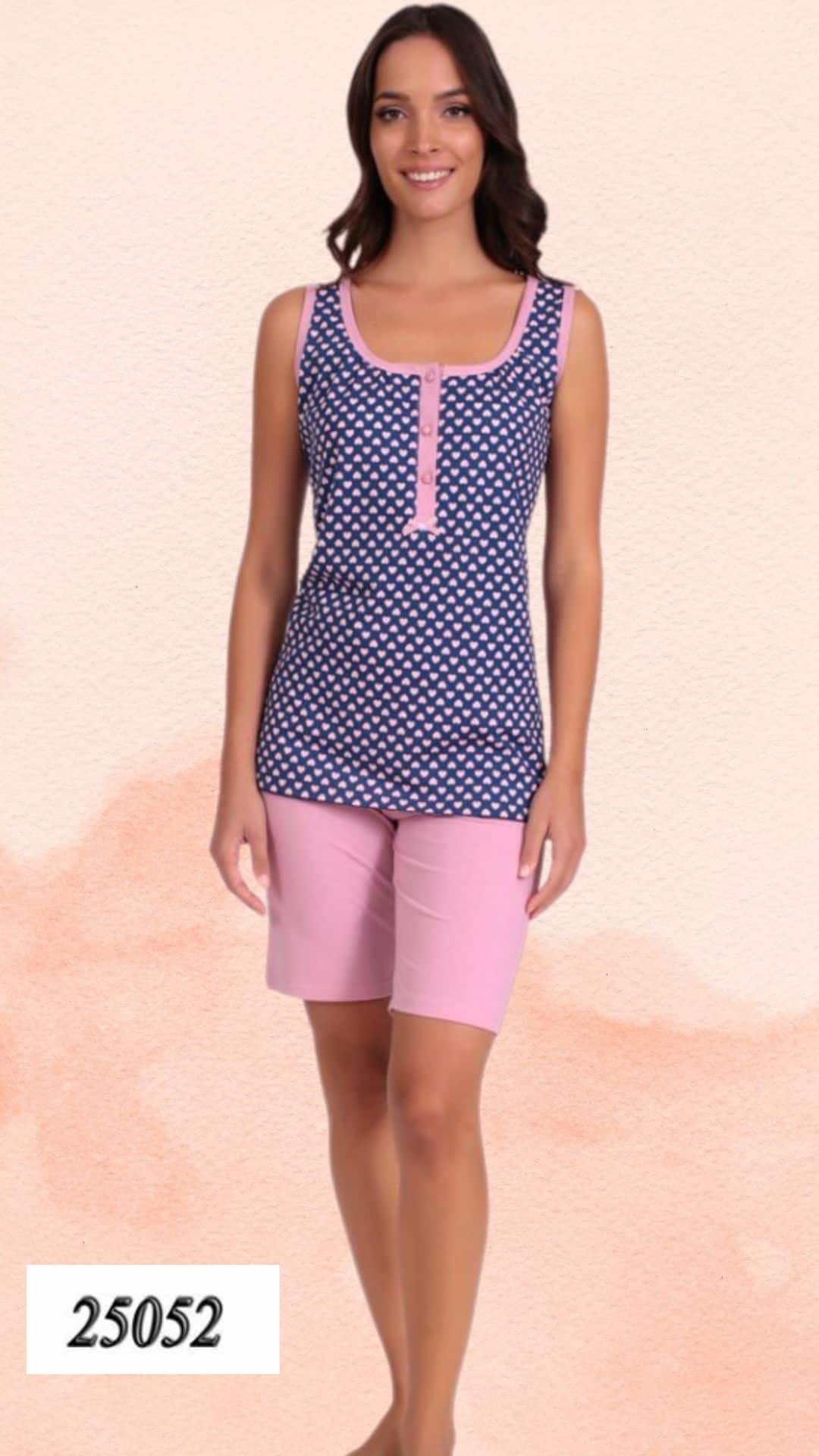 Γυναικεία καλοκαιρινή πιτζάμα με μπλούζα και μακρύ σορτς Lydia Creations