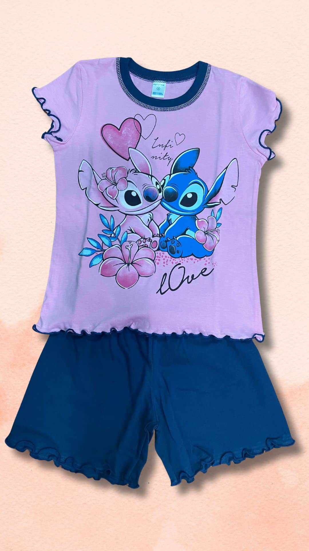 Παιδική καλοκαιρινή πιτζάμα Stitch για κορίτσια με μπλούζα και σορτσάκι