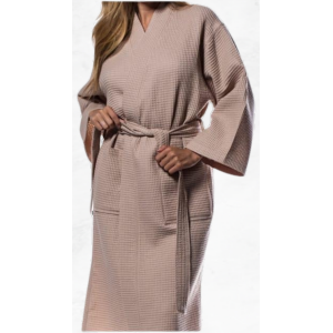 Μπουρνούζι πικέ beige με γιακά Astron Italy