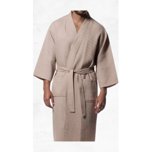 Μπουρνούζι πικέ beige με γιακά Astron Italy