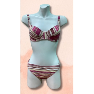 Γυναικείο μαγιό ριγέ Lucero με μπανέλα και κανονική εφαρμογή