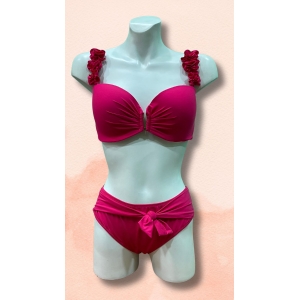 Γυναικείο μαγιό μπικίνι Lucero με αποσπώμενες τιράντες, διακοσμητικά λουλούδια και ψηλόμεσο σλιπ με κόμπο.