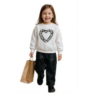 Παιδικό Σετ δερμάτινο παντελόνι με μπλούζα βαμβακερή