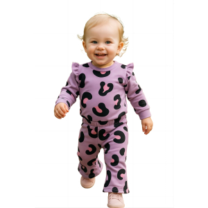 Παιδικό Βελουτέ Σετ με Κορμάκι Animal Print και Παντελόνι Καμπάνα