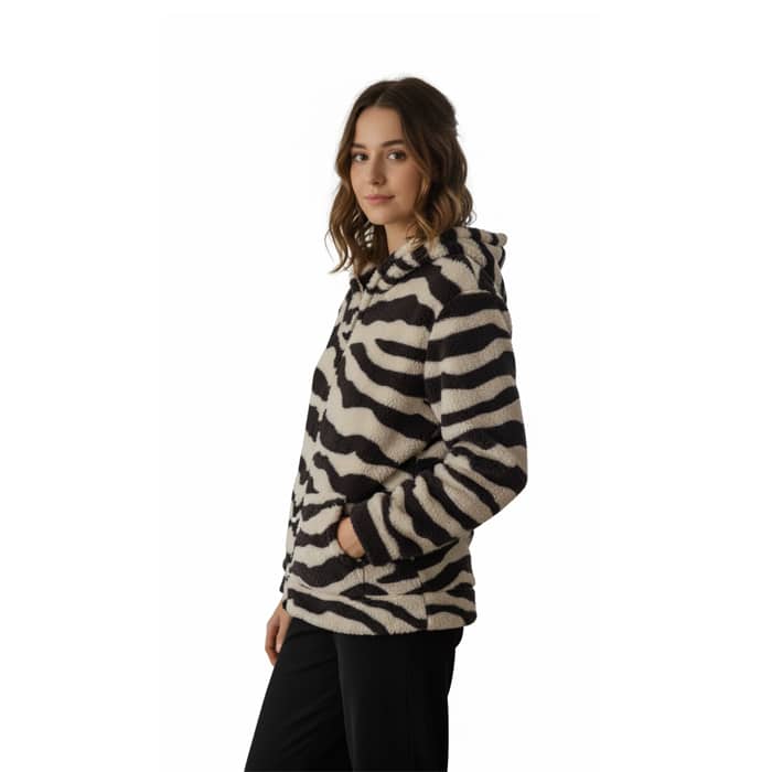 Γυναικεία Ζακέτα-Ρόμπα Ζέβρε με Κουκούλα & Φερμουάρ