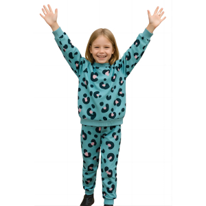 Παιδικό Βελουτέ Σετ Animal Print Λεοπάρ με Μπασκέ Τελείωμα