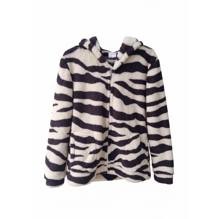 Γυναικεία Ζακέτα-Ρόμπα Ζέβρε με Κουκούλα & Φερμουάρ - Image 2