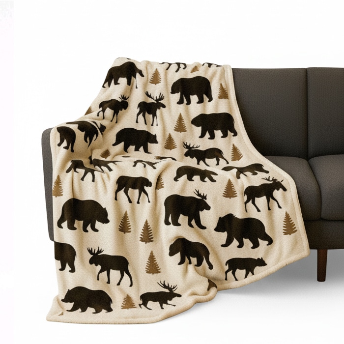 Παιδική κουβέρτα βελουτέ Serafino – Μπεζ με ζωάκια