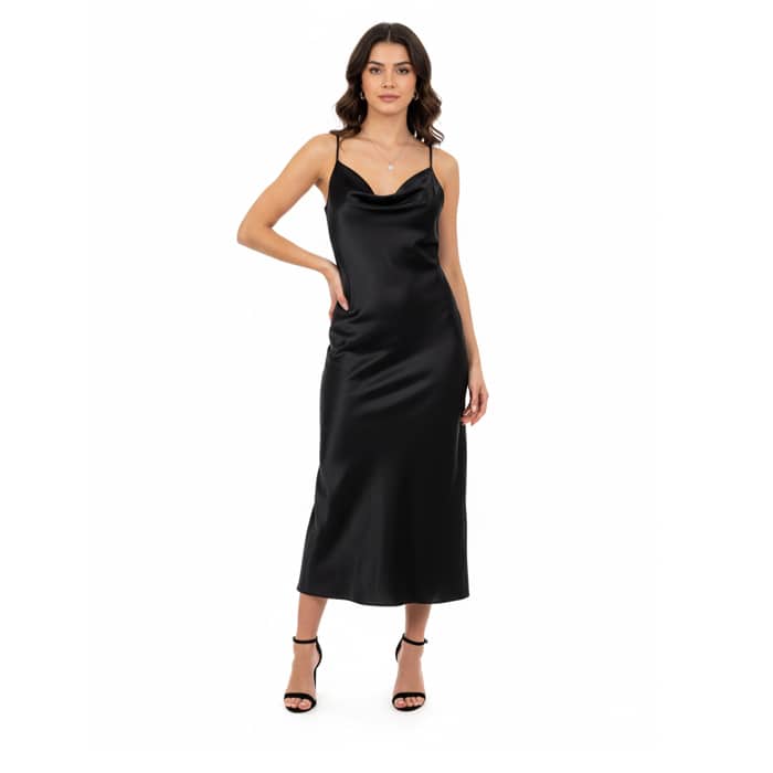 Σατέν Φόρεμα Maxi Με Τιράντα