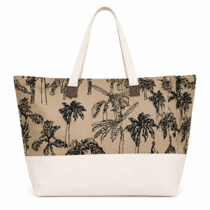Γυναικεία τσάντα ώμου tropical print oversized με σχέδιο φοίνικες