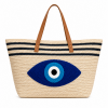 ψάθινη τσάντα ώμου με evil eye