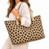 Γυναικεία τσάντα ώμου με leopard print και μεγάλη χωρητικότητα