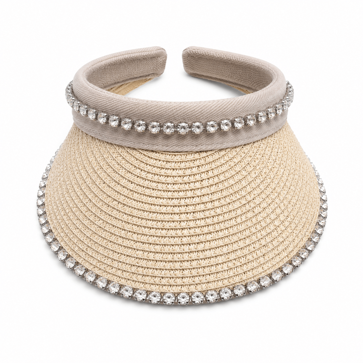 Γυναικείο Ψάθινο Visor Καπέλο με Strass - Image 2
