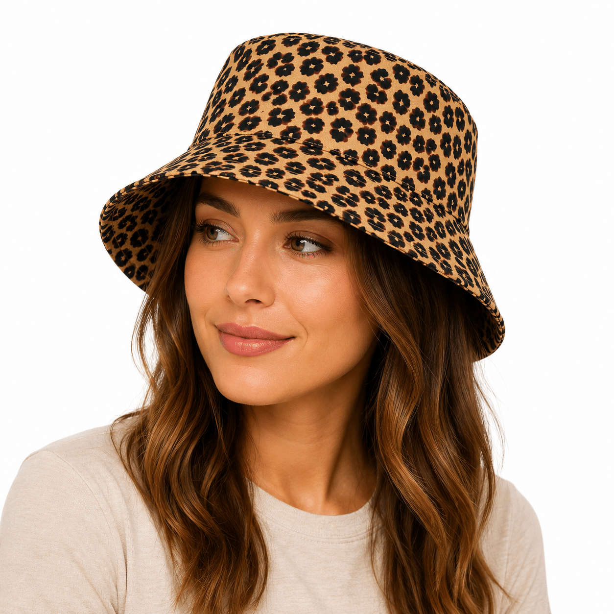 Γυναικείο bucket καπέλο leopard print σε καφέ αποχρώσεις