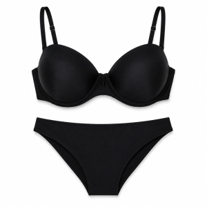 Μαύρο strapless μπικίνι με αποσπώμενες τιράντες και αποσπώμενη εσωτερική ενίσχυση