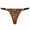 Γυναικείο στρινγκ leopard print με μαύρα λουράκια και χρυσούς μεταλλικούς κρίκους