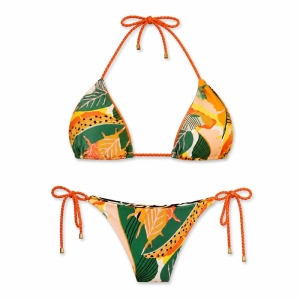 Γυναικείο τριγωνικό μπικίνι Rio de Sol με tropical print και δεσίματα