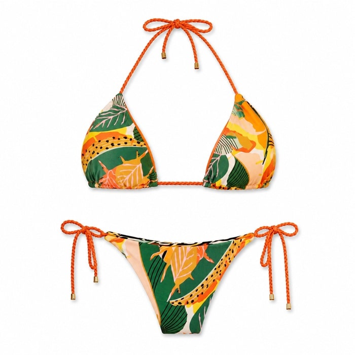 Γυναικείο τριγωνικό μπικίνι Rio de Sol με tropical print και δεσίματα