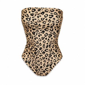 Γυναικείο ολόσωμο strapless μαγιό Type Love με animal print