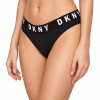Γυναικείο βαμβακερό string DKNY μαύρο ψηλόμεσο με φαρδύ λάστιχο