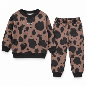 Παιδικό σετ φόρμας Serafino cow print με κουκούλα για ηλικίες 1-5 ετών