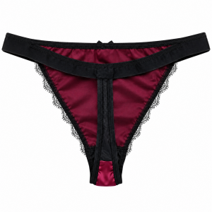 Γυναικείο string Miss Rosy μαύρο με μπορντό δαντέλα