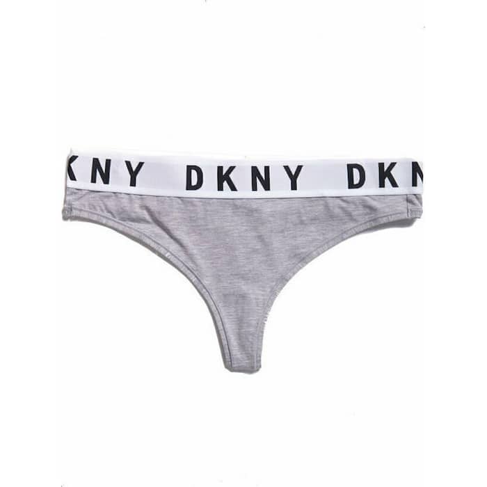 Γυναικείο βαμβακερό string DKNY μαύρο ψηλόμεσο με φαρδύ λάστιχο