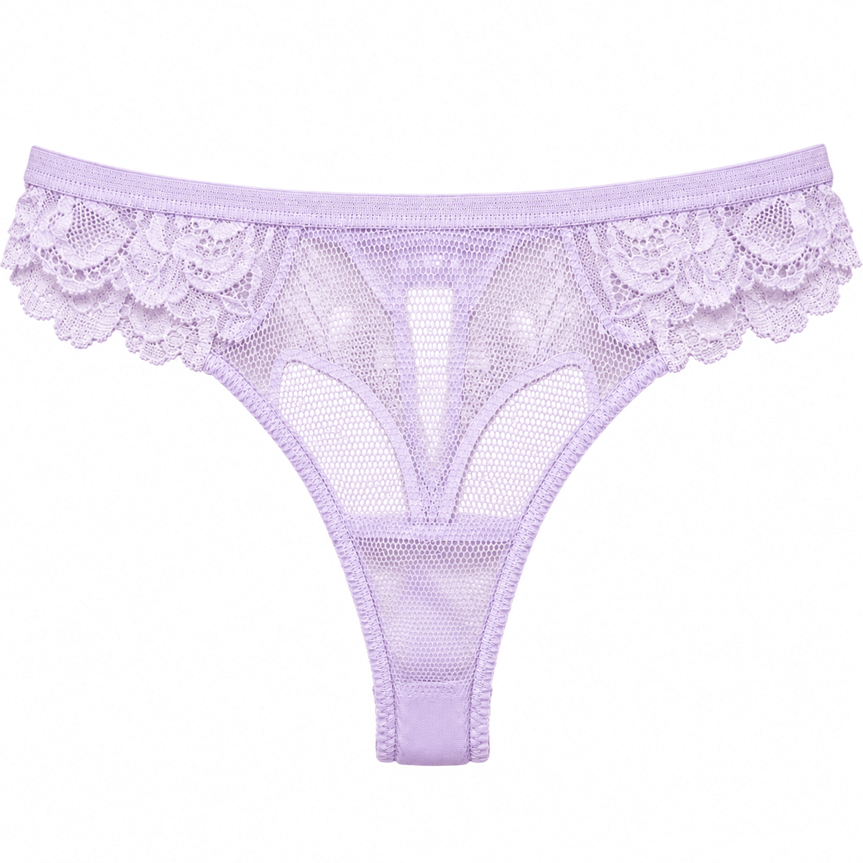 Γυναικείο String Miss Rosy λιλά με δαντέλα και διακοσμητικό λουλούδι