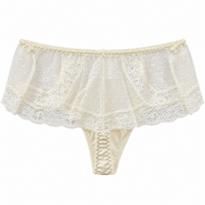 Γυναικείο String Miss Rosy ιβουάρ με μεγάλη floral δαντέλα και φιόγκο
