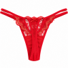 Γυναικείο String Miss Rosy κόκκινο με δαντέλα, διπλά κορδόνια και φιόγκους