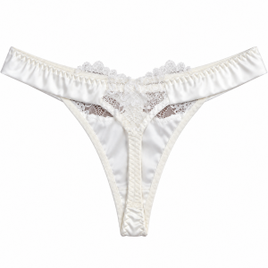Γυναικείο String Λευκό με Floral Δαντέλα και Σατέν Λεπτομέρειες