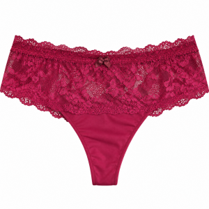 Γυναικείο String Miss Rosy βυσσινί μπορντό με floral δαντέλα στο πίσω μέρος